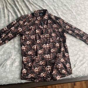 Floral red and white buttoned shirt